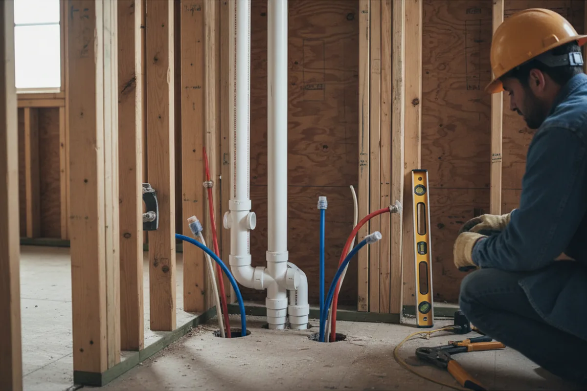 Drain and supply rough-in during Leak Detection in Gainesville